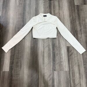 PrettyLittleThing White Slinky Cut Out Long Sleeve